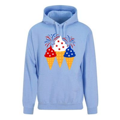 Memorial Day 4th Of July Holiday Patriotic Ice Cream Cones Gift Unisex Surf Hoodie