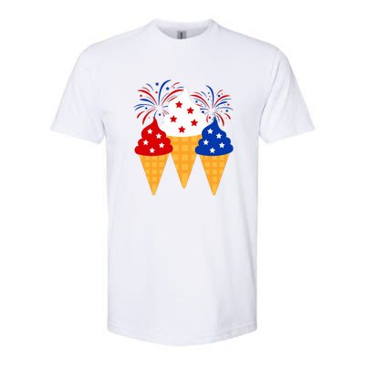 Memorial Day 4th Of July Holiday Patriotic Ice Cream Cones Gift Softstyle CVC T-Shirt