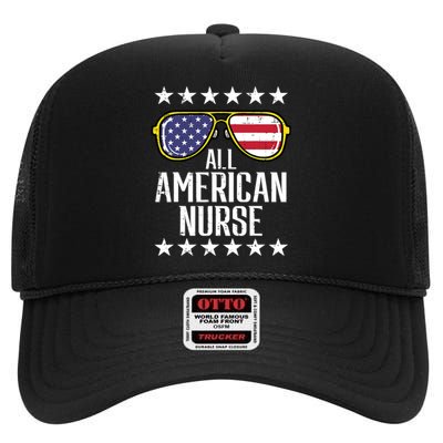 Memorial Day 4th Of July RN Nurse High Crown Mesh Back Trucker Hat