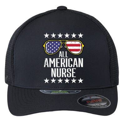 Memorial Day 4th Of July RN Nurse Flexfit Unipanel Trucker Cap