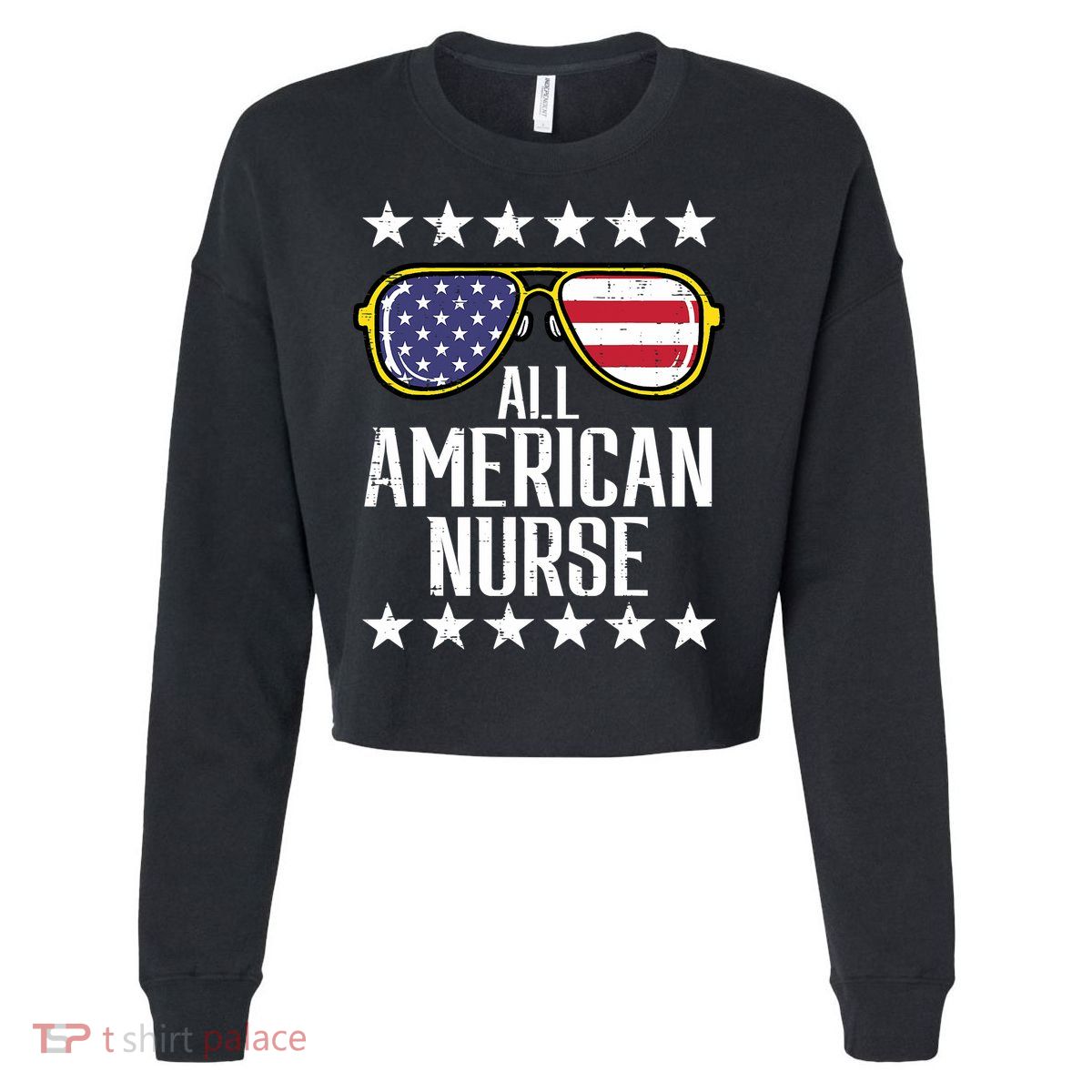 Memorial Day 4th Of July RN Nurse Cropped Pullover Crew