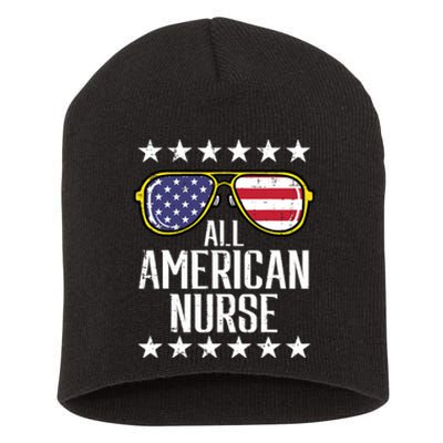 Memorial Day 4th Of July RN Nurse Short Acrylic Beanie