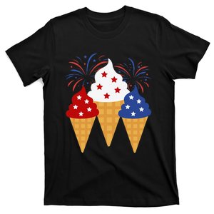 Memorial Day 4th of July Holiday Patriotic Ice Cream Cones T-Shirt