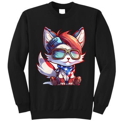 Memorial Day 4th of July patriotic usa flag fox Tall Sweatshirt