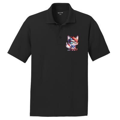 Memorial Day 4th of July patriotic usa flag fox PosiCharge RacerMesh Polo