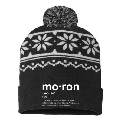 Moron Definition Anti Nancy Pelosi Funny Republican USA-Made Snowflake Beanie