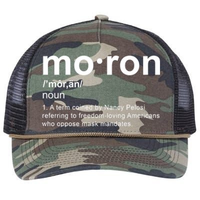 Moron Definition Anti Nancy Pelosi Funny Republican Retro Rope Trucker Hat Cap