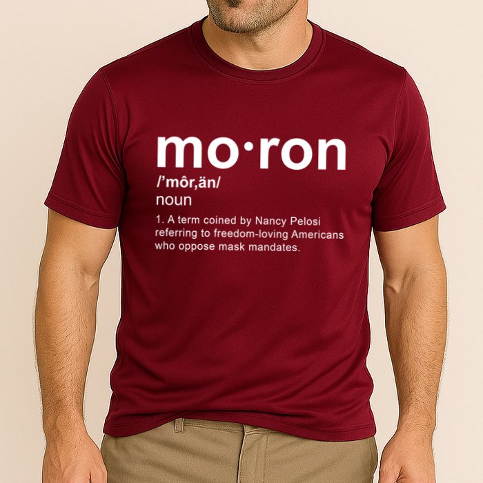Moron Definition Anti Nancy Pelosi Funny Republican Cooling Performance Crew T-Shirt