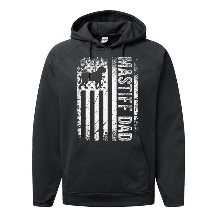 Mastiff Dad American Us Flag English Mastiff Dog Performance Fleece Hoodie