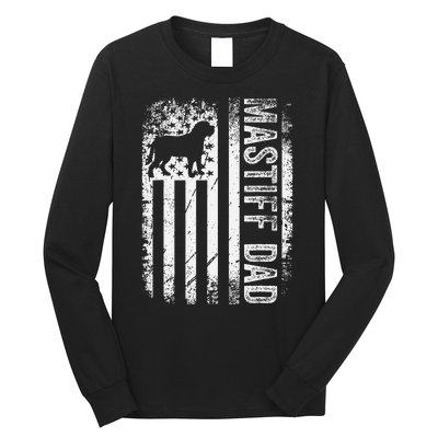 Mastiff Dad American Us Flag English Mastiff Dog Long Sleeve Shirt