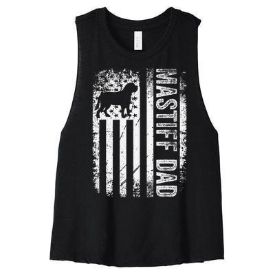 Mastiff Dad American Us Flag English Mastiff Dog Women's Racerback Cropped Tank