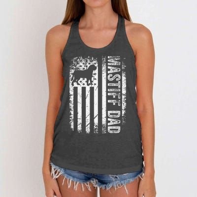 Mastiff Dad American Us Flag English Mastiff Dog Women's Knotted Racerback Tank