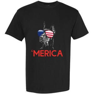 Merica Doberman American Flag 4th of July Dobie Garment-Dyed Heavyweight T-Shirt