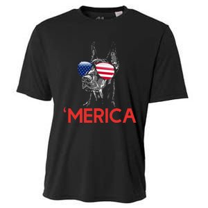 Merica Doberman American Flag 4th of July Dobie Cooling Performance Crew T-Shirt