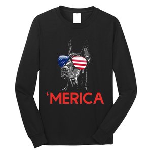 Merica Doberman American Flag 4th of July Dobie Long Sleeve Shirt