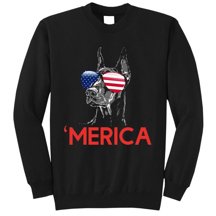 Merica Doberman American Flag 4th of July Dobie Sweatshirt