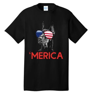 Merica Doberman American Flag 4th of July Dobie Tall T-Shirt