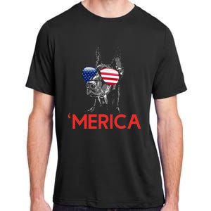 Merica Doberman American Flag 4th of July Dobie Adult ChromaSoft Performance T-Shirt