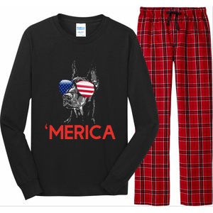 Merica Doberman American Flag 4th of July Dobie Long Sleeve Pajama Set