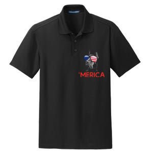 Merica Doberman American Flag 4th of July Dobie Dry Zone Grid Polo