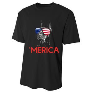 Merica Doberman American Flag 4th of July Dobie Performance Sprint T-Shirt