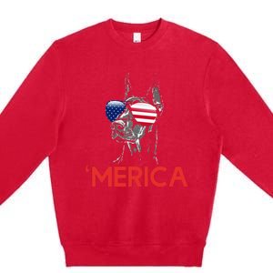 Merica Doberman American Flag 4th of July Dobie Premium Crewneck Sweatshirt