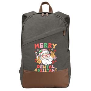 Merry Dental Assistant Christmas Dental Assisting Xmas Party Gift Cotton Canvas Backpack