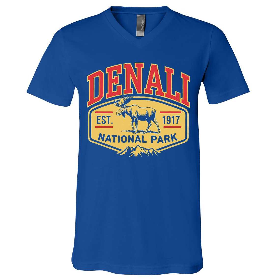 Mount Denali Alaska Mountaineer Climbing National Park V-Neck T-Shirt