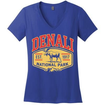 Mount Denali Alaska Mountaineer Climbing National Park Women's V-Neck T-Shirt