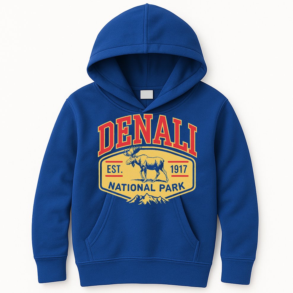 Mount Denali Alaska Mountaineer Climbing National Park Kids Hoodie