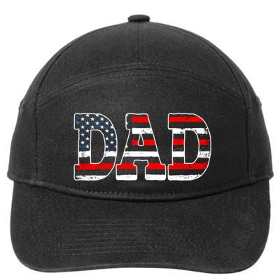 Military Dad American Flag Funny Fathers Day For Daddy Gift 7-Panel Snapback Hat