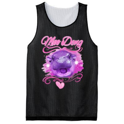 Moo Deng Airbrush Cute Baby Hippo Moo Deng Bouncy Pig Mesh Reversible Basketball Jersey Tank