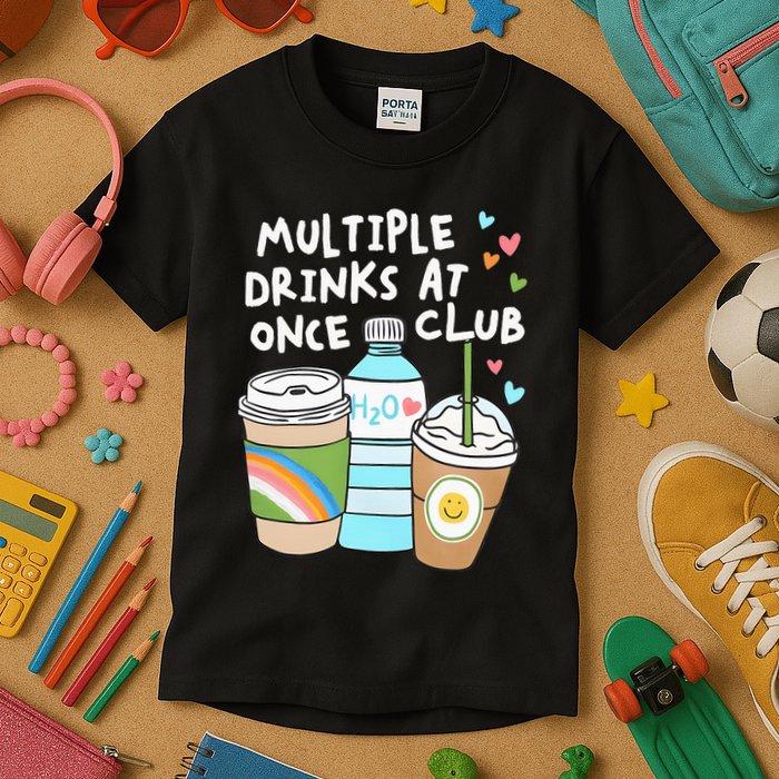Multiple Drinks At Once Club Funny Multiple Drinks Kids T-Shirt