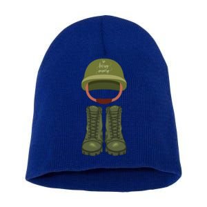 Memorial Day Armed Forces Honor The Fallen Soldiers Military Gift Short Acrylic Beanie