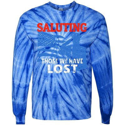 Memorial Day American Flag Patriotic Honor The Fallen Gift Tie-Dye Long Sleeve Shirt