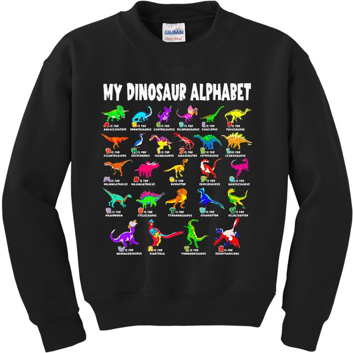 My Dinosaur Alphabet Funny Learn Alphabet With Dinosaurs Kids Sweatshirt