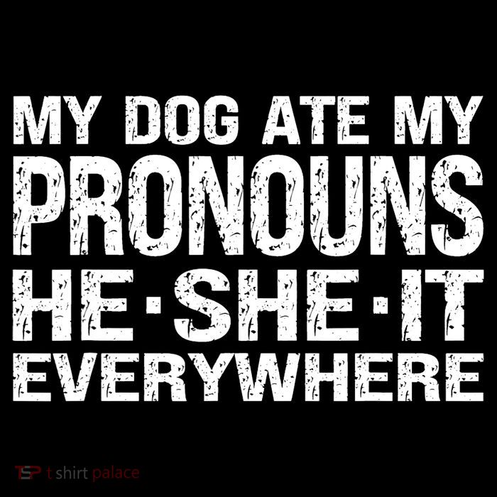 My Dog Ate My Pronouns He She It Everywhere Funny Meme T-Shirt