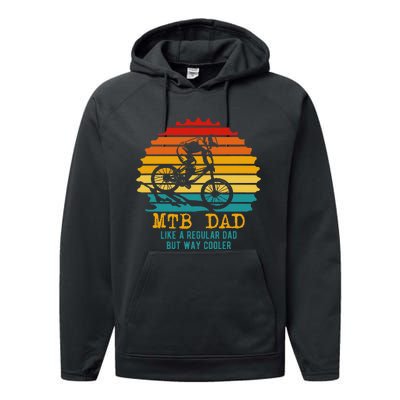 Mtb Dad Apparel Retro Mountain Bike Dad Performance Fleece Hoodie