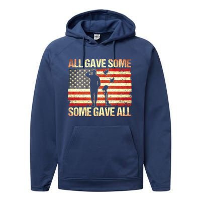 Memorial Day All Gave Some Some Gave All Gift Performance Fleece Hoodie