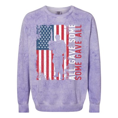 Memorial Day All Gave Some Some Gave All Cool Gift Colorblast Crewneck Sweatshirt