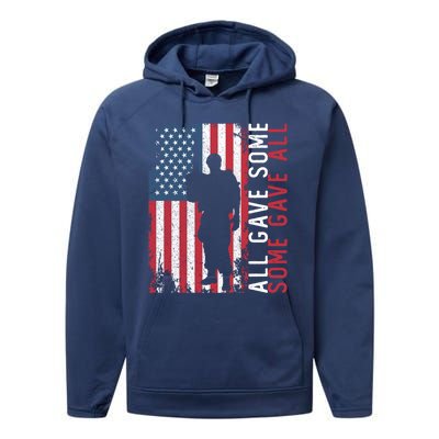 Memorial Day All Gave Some Some Gave All Cool Gift Performance Fleece Hoodie