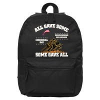 Memorial Day All Gave Some Some Gave All Remembering Our Heroes 16 in Basic Backpack