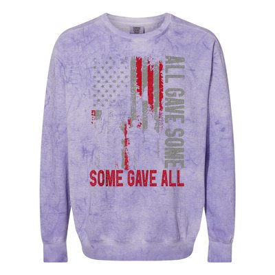 Memorial Day All Gave Some Some Gave All Veteran Colorblast Crewneck Sweatshirt