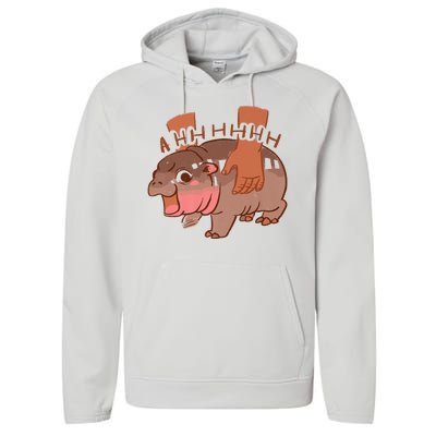 Moo Deng A Hh Hhhh Hippo Funny Performance Fleece Hoodie