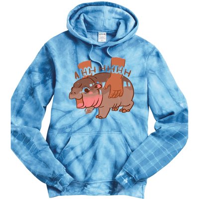 Moo Deng A Hh Hhhh Hippo Funny Tie Dye Hoodie