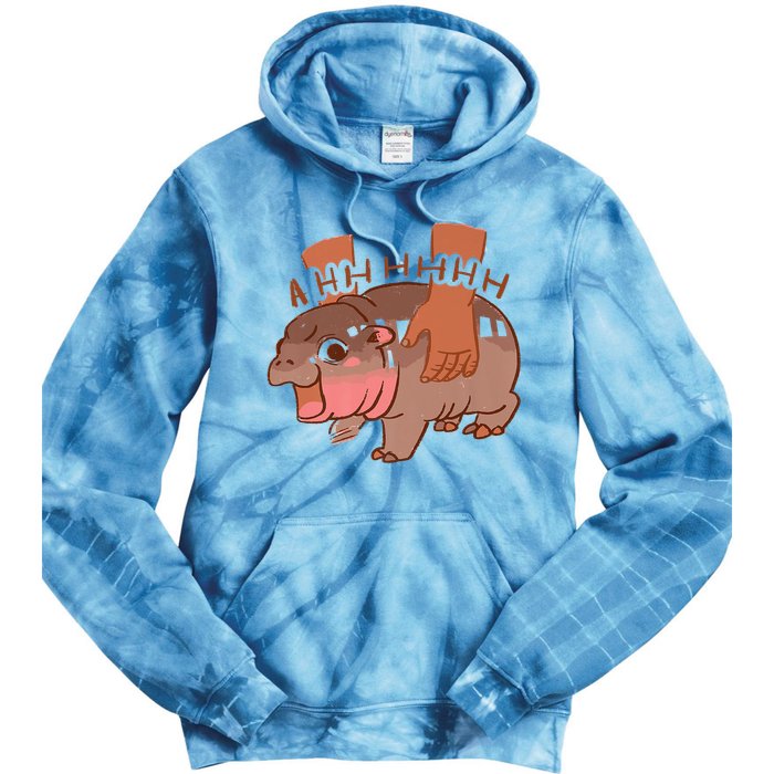 Moo Deng A Hh Hhhh Hippo Funny Tie Dye Hoodie