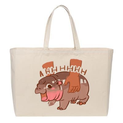 Moo Deng A Hh Hhhh Hippo Funny Cotton Canvas Jumbo Tote