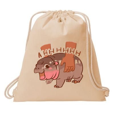 Moo Deng A Hh Hhhh Hippo Funny Drawstring Bag