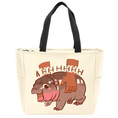 Moo Deng A Hh Hhhh Hippo Funny Zip Tote Bag