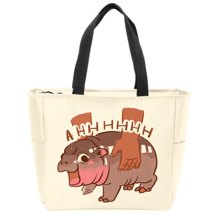 Moo Deng A Hh Hhhh Hippo Funny Zip Tote Bag
